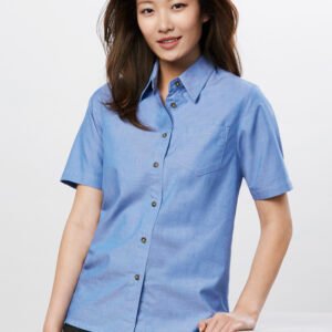 Womens Chambray Short Sleeve Shirt