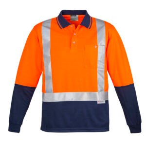 Mens Hi Vis Spliced Long Sleeve Polo - Shoulder Taped