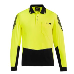 Mens Hi Vis Flux Long Sleeve Polo