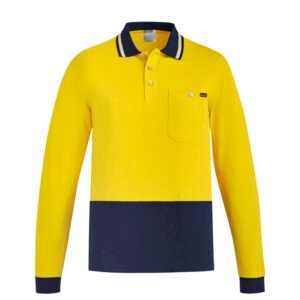Mens Hi Vis Cotton Long Sleeve Polo
