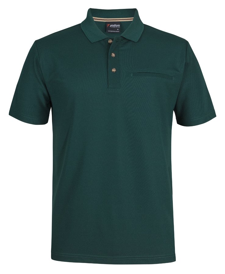 PODIUM S/S RECYCLED POLYESTER POCKET POLO